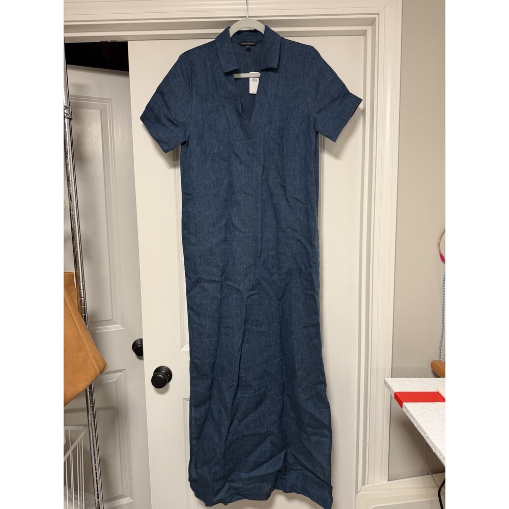 Banana Republic Cruz Linen Maxi Shirtdress, Blue, Women's Size Small, NWT